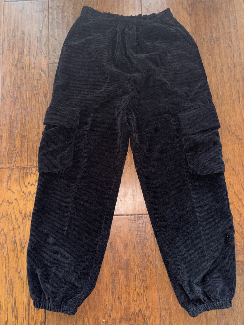 Black Cargo Corduroy Jogger Pants